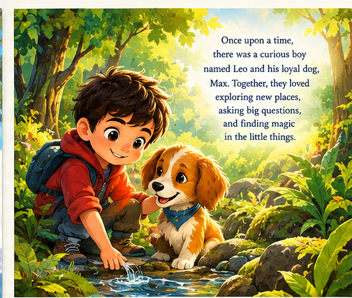Once upon a time — Leo meets Max by a sparkling forest stream.